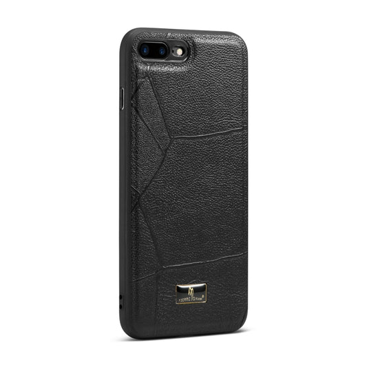 For iPhone SE 2022 / SE 2020 / 8 / 7 Fierre Shann Leather Texture Phone Back Cover Case(Ox Tendon Black) - iPhone SE 2022 / 2020 / 8 / 7 Cases by FIERRE SHANN | Online Shopping UK | buy2fix