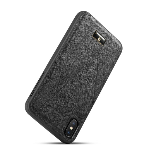 For iPhone XS Max Fierre Shann Leather Texture Phone Back Cover Case(Ox Tendon Black) - More iPhone Cases by FIERRE SHANN | Online Shopping UK | buy2fix