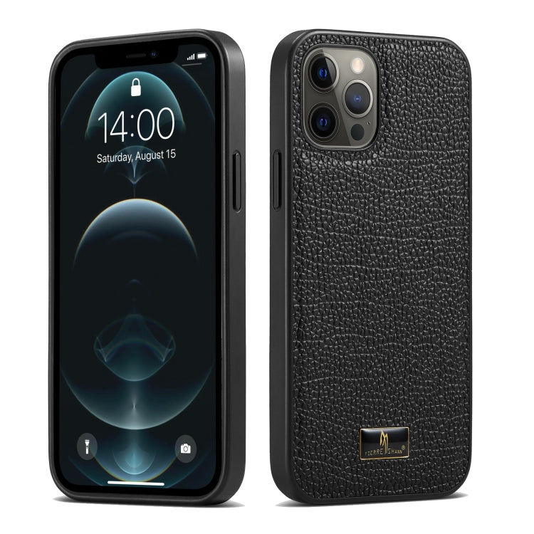 For iPhone 12 mini Fierre Shann Leather Texture Phone Back Cover Case (Lychee Black) - iPhone 12 mini Cases by FIERRE SHANN | Online Shopping UK | buy2fix