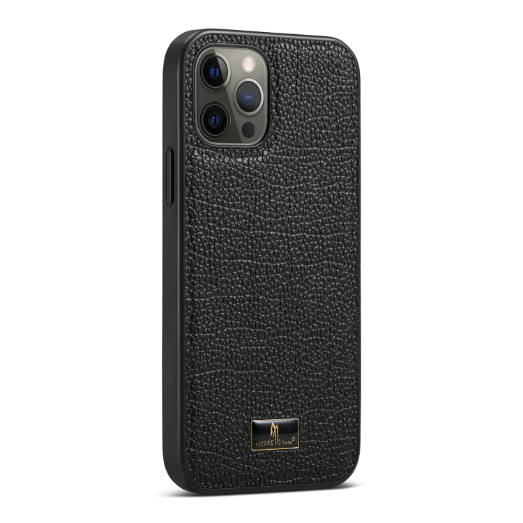 For iPhone 12 mini Fierre Shann Leather Texture Phone Back Cover Case (Lychee Black) - iPhone 12 mini Cases by FIERRE SHANN | Online Shopping UK | buy2fix