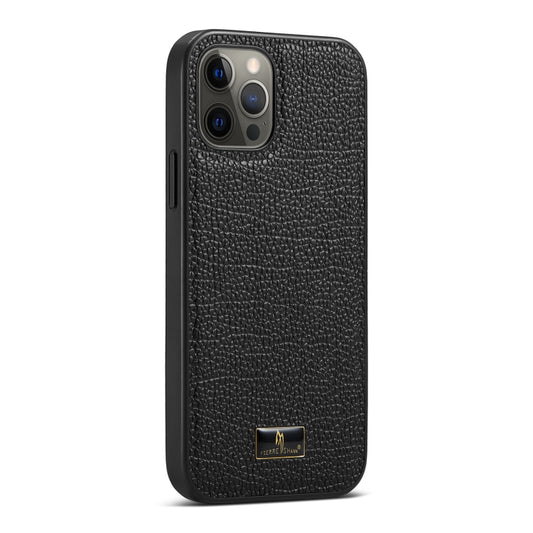 For iPhone 12 mini Fierre Shann Leather Texture Phone Back Cover Case (Lychee Black) - iPhone 12 mini Cases by FIERRE SHANN | Online Shopping UK | buy2fix