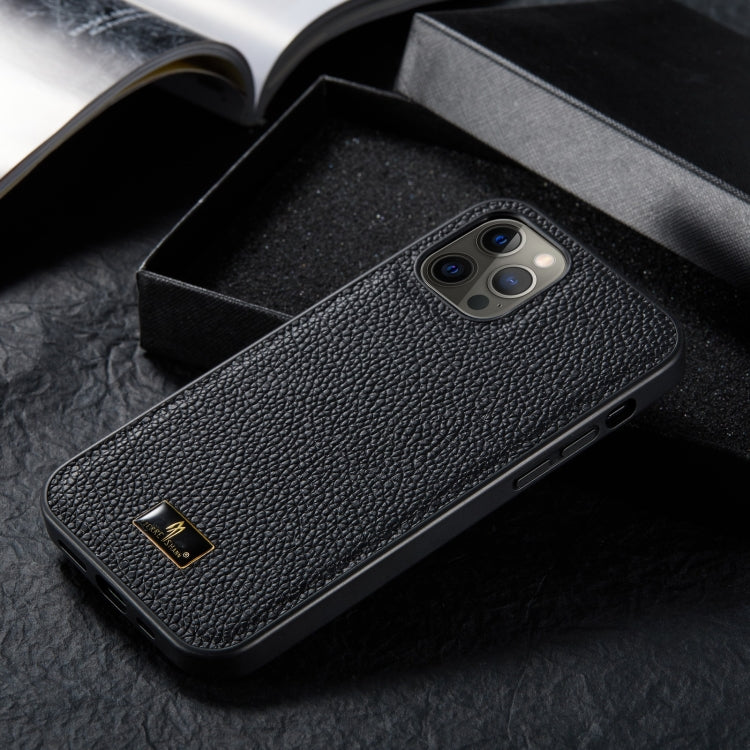 For iPhone 12 mini Fierre Shann Leather Texture Phone Back Cover Case (Lychee Black) - iPhone 12 mini Cases by FIERRE SHANN | Online Shopping UK | buy2fix