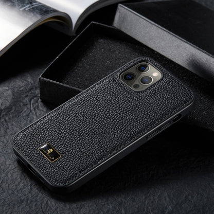 For iPhone 12 mini Fierre Shann Leather Texture Phone Back Cover Case (Lychee Black) - iPhone 12 mini Cases by FIERRE SHANN | Online Shopping UK | buy2fix