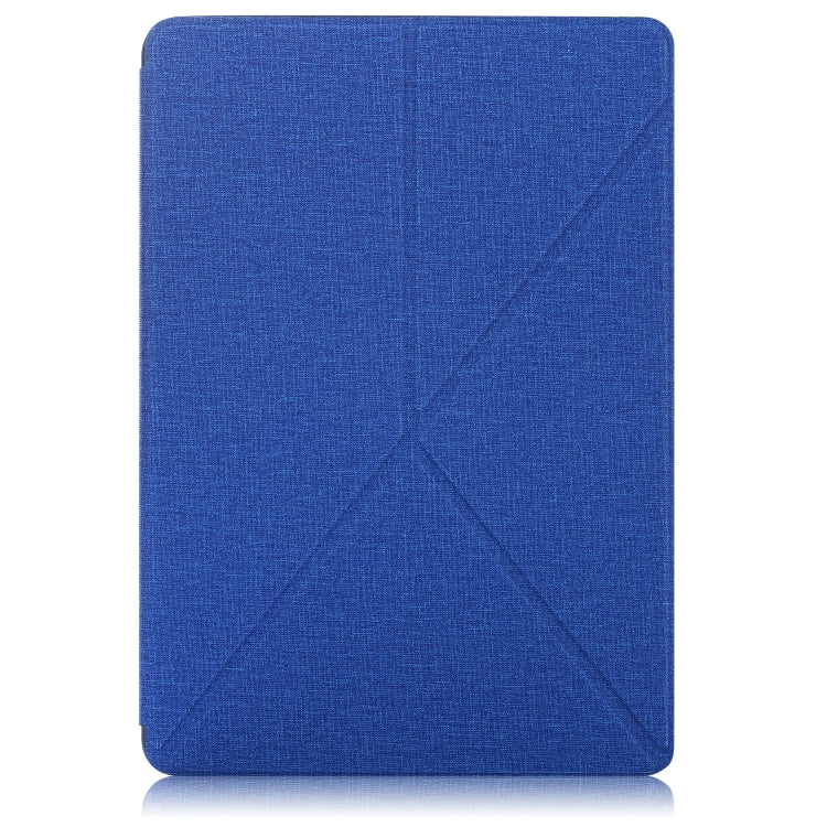 For Samsung Galaxy Tab S8 / Galaxy Tab S7 T870 Cloth Texture Multi-folding Horizontal Flip PU Leather Shockproof Case with Holder & Sleep / Wake-up Function(Blue) by buy2fix