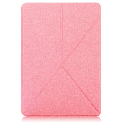 For Samsung Galaxy Tab S8 / Galaxy Tab S7 T870 Cloth Texture Multi-folding Horizontal Flip PU Leather Shockproof Case with Holder & Sleep / Wake-up Function(Pink) by buy2fix