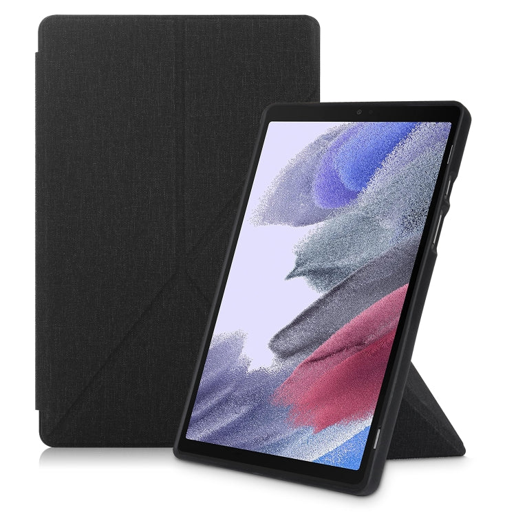 For Samsung Galaxy Tab A7 10.4 2020 T500 Cloth Texture Multi-folding Horizontal Flip PU Leather Shockproof Case with Holder & Sleep / Wake-up Function(Black) - Galaxy Tab S7 by buy2fix | Online Shopping UK | buy2fix