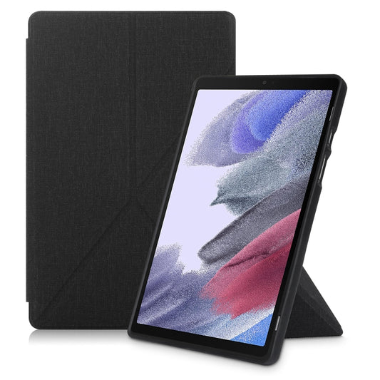 For Samsung Galaxy Tab A7 10.4 2020 T500 Cloth Texture Multi-folding Horizontal Flip PU Leather Shockproof Case with Holder & Sleep / Wake-up Function(Black) - Galaxy Tab S7 by buy2fix | Online Shopping UK | buy2fix