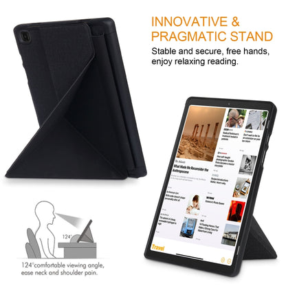 For Samsung Galaxy Tab A7 10.4 2020 T500 Cloth Texture Multi-folding Horizontal Flip PU Leather Shockproof Case with Holder & Sleep / Wake-up Function(Black) - Galaxy Tab S7 by buy2fix | Online Shopping UK | buy2fix
