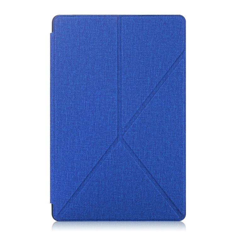 For Samsung Galaxy Tab A7 10.4 2020 T500 Cloth Texture Multi-folding Horizontal Flip PU Leather Shockproof Case with Holder & Sleep / Wake-up Function(Blue) - Galaxy Tab S7 by buy2fix | Online Shopping UK | buy2fix