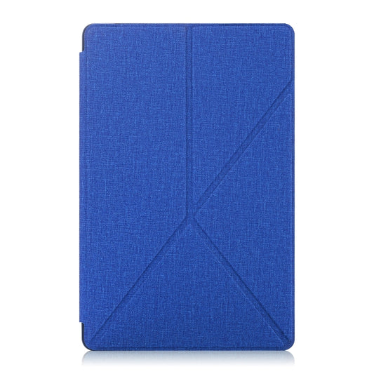 For Samsung Galaxy Tab A7 10.4 2020 T500 Cloth Texture Multi-folding Horizontal Flip PU Leather Shockproof Case with Holder & Sleep / Wake-up Function(Blue) - Galaxy Tab S7 by buy2fix | Online Shopping UK | buy2fix