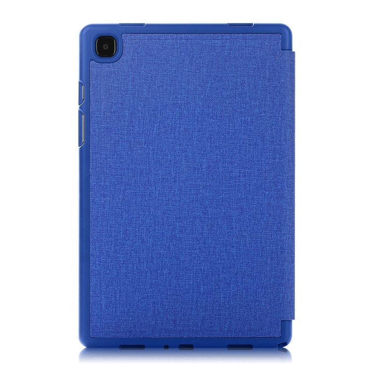 For Samsung Galaxy Tab A7 10.4 2020 T500 Cloth Texture Multi-folding Horizontal Flip PU Leather Shockproof Case with Holder & Sleep / Wake-up Function(Blue) - Galaxy Tab S7 by buy2fix | Online Shopping UK | buy2fix