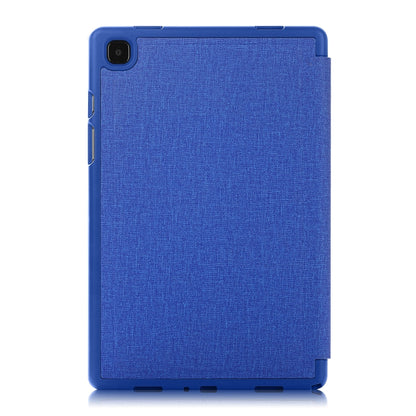 For Samsung Galaxy Tab A7 10.4 2020 T500 Cloth Texture Multi-folding Horizontal Flip PU Leather Shockproof Case with Holder & Sleep / Wake-up Function(Blue) - Galaxy Tab S7 by buy2fix | Online Shopping UK | buy2fix