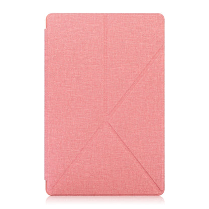 For Samsung Galaxy Tab A7 10.4 2020 T500 Cloth Texture Multi-folding Horizontal Flip PU Leather Shockproof Case with Holder & Sleep / Wake-up Function(Pink) - Galaxy Tab S7 by buy2fix | Online Shopping UK | buy2fix