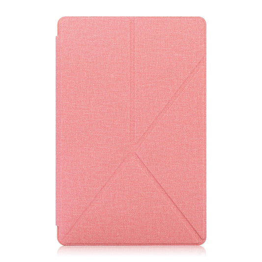 For Samsung Galaxy Tab A7 10.4 2020 T500 Cloth Texture Multi-folding Horizontal Flip PU Leather Shockproof Case with Holder & Sleep / Wake-up Function(Pink) - Galaxy Tab S7 by buy2fix | Online Shopping UK | buy2fix
