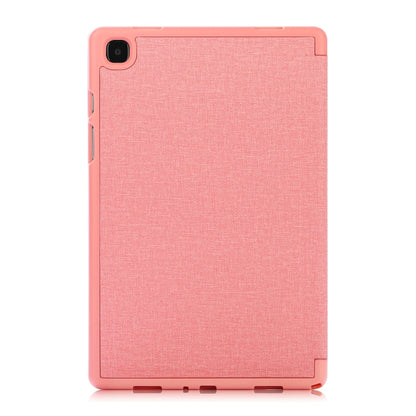 For Samsung Galaxy Tab A7 10.4 2020 T500 Cloth Texture Multi-folding Horizontal Flip PU Leather Shockproof Case with Holder & Sleep / Wake-up Function(Pink) - Galaxy Tab S7 by buy2fix | Online Shopping UK | buy2fix