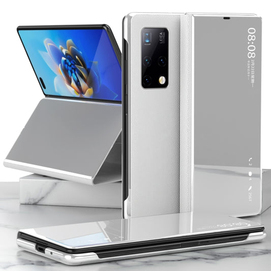 For Huawei Mate X2 Electroplated Mirror Protective Case with Holder(Silver) - Huawei Cases by buy2fix | Online Shopping UK | buy2fix