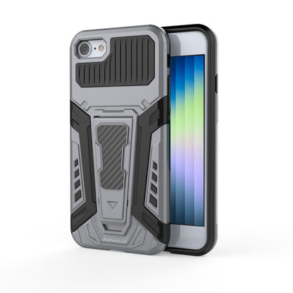 For iPhone SE 2022 / SE 2020 / 8 / 7 War Chariot Series Armor All-inclusive Shockproof PC + TPU Protective Case with Invisible Holder(Grey) by buy2fix