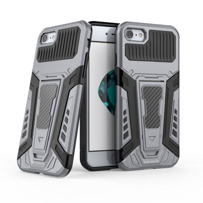 For iPhone SE 2022 / SE 2020 / 8 / 7 War Chariot Series Armor All-inclusive Shockproof PC + TPU Protective Case with Invisible Holder(Grey) by buy2fix