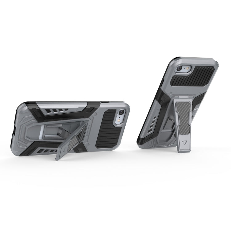 For iPhone SE 2022 / SE 2020 / 8 / 7 War Chariot Series Armor All-inclusive Shockproof PC + TPU Protective Case with Invisible Holder(Grey) by buy2fix