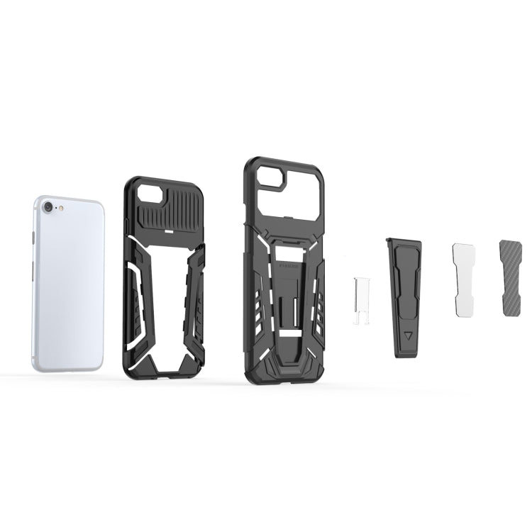 For iPhone SE 2022 / SE 2020 / 8 / 7 War Chariot Series Armor All-inclusive Shockproof PC + TPU Protective Case with Invisible Holder(Grey) by buy2fix