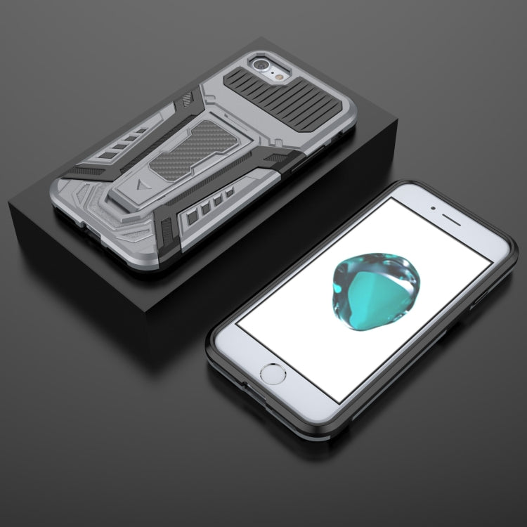 For iPhone SE 2022 / SE 2020 / 8 / 7 War Chariot Series Armor All-inclusive Shockproof PC + TPU Protective Case with Invisible Holder(Grey) by buy2fix