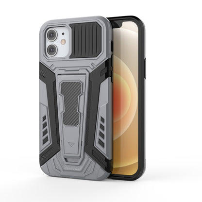 For iPhone 12 mini War Chariot Series Armor All-inclusive Shockproof PC + TPU Protective Case with Invisible Holder (Grey) by buy2fix