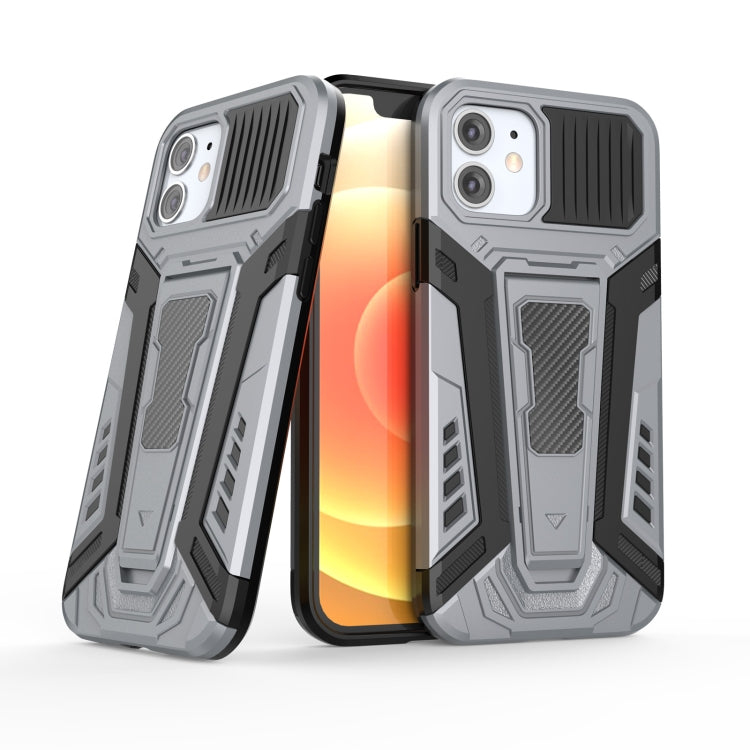 For iPhone 12 mini War Chariot Series Armor All-inclusive Shockproof PC + TPU Protective Case with Invisible Holder (Grey) by buy2fix