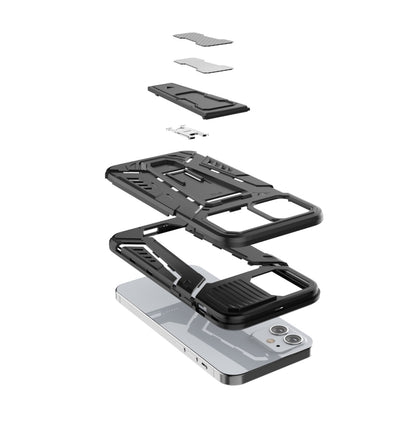 For iPhone 12 mini War Chariot Series Armor All-inclusive Shockproof PC + TPU Protective Case with Invisible Holder (Grey) by buy2fix