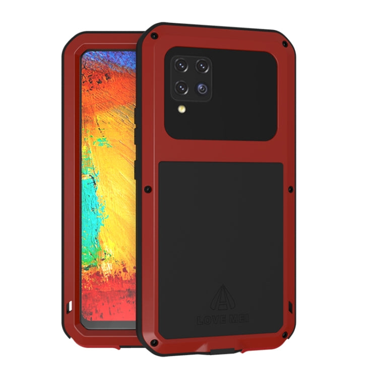 For Samsung Galaxy A42 LOVE MEI Metal Shockproof Waterproof Dustproof Protective Case with Glass(Red) - Galaxy Phone Cases by LOVE MEI | Online Shopping UK | buy2fix