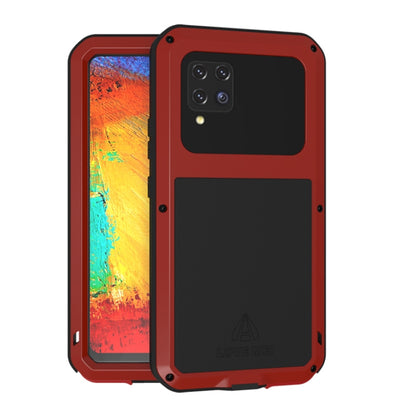For Samsung Galaxy A42 LOVE MEI Metal Shockproof Waterproof Dustproof Protective Case with Glass(Red) - Galaxy Phone Cases by LOVE MEI | Online Shopping UK | buy2fix