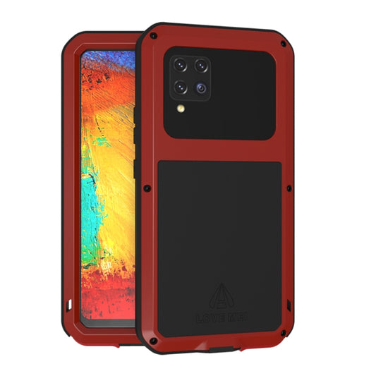 For Samsung Galaxy A42 LOVE MEI Metal Shockproof Waterproof Dustproof Protective Case with Glass(Red) - Galaxy Phone Cases by LOVE MEI | Online Shopping UK | buy2fix