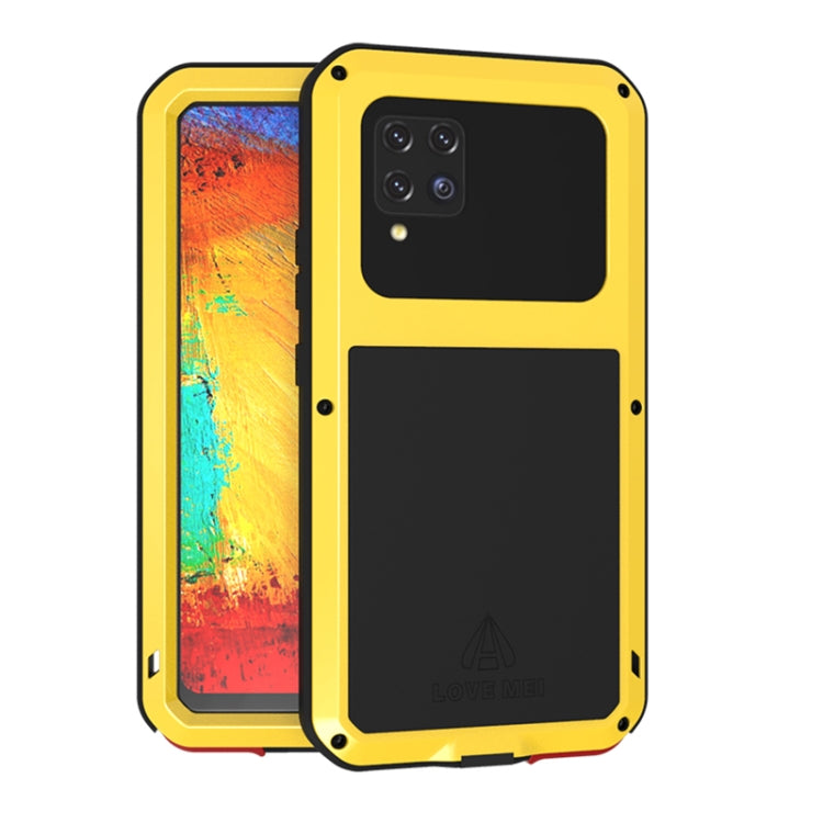 For Samsung Galaxy A42 LOVE MEI Metal Shockproof Waterproof Dustproof Protective Case with Glass(Yellow) by LOVE MEI