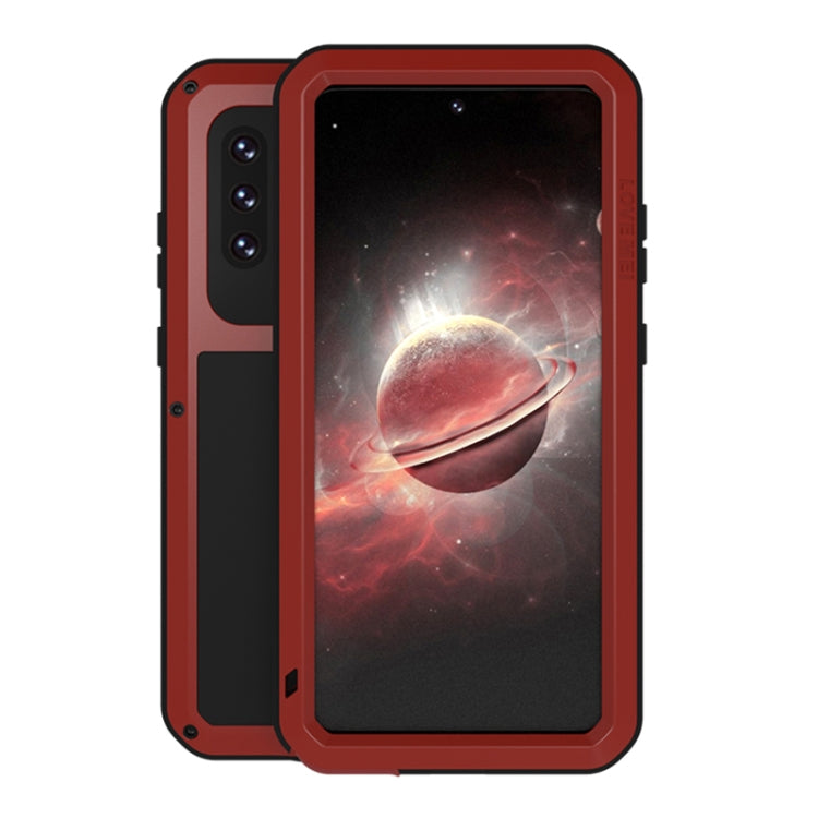 For Samsung Galaxy A72 5G / 4G LOVE MEI Metal Shockproof Waterproof Dustproof Protective Case with Glass(Red) by LOVE MEI