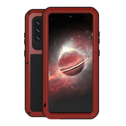 For Samsung Galaxy A72 5G / 4G LOVE MEI Metal Shockproof Waterproof Dustproof Protective Case with Glass(Red) by LOVE MEI