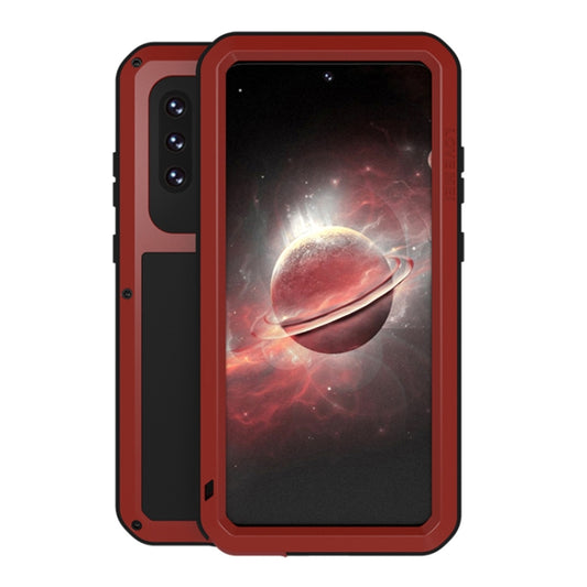 For Samsung Galaxy A72 5G / 4G LOVE MEI Metal Shockproof Waterproof Dustproof Protective Case with Glass(Red) by LOVE MEI