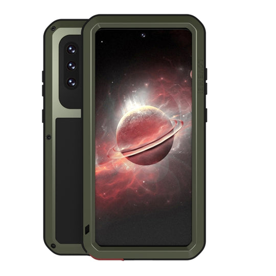 For Samsung Galaxy A72 5G / 4G LOVE MEI Metal Shockproof Waterproof Dustproof Protective Case with Glass(Army Green)