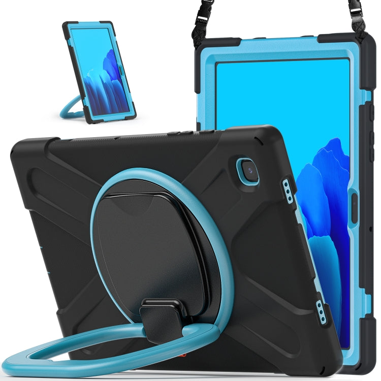 For Samsung Galaxy Tab A7 10.4 (2020) T500 / T505 Silicone + PC Protective Case with Holder & Shoulder Strap(Black+Blue) - Other Galaxy Tab PC by buy2fix | Online Shopping UK | buy2fix