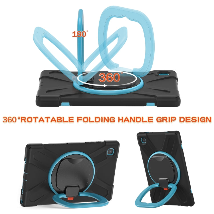 For Samsung Galaxy Tab A7 10.4 (2020) T500 / T505 Silicone + PC Protective Case with Holder & Shoulder Strap(Black+Blue) - Other Galaxy Tab PC by buy2fix | Online Shopping UK | buy2fix