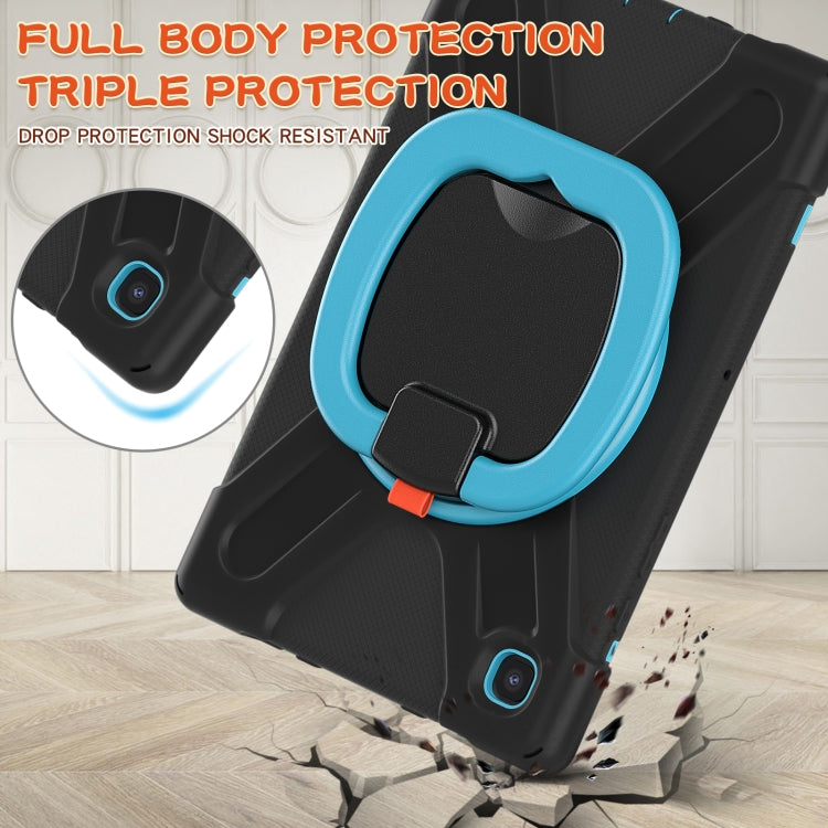 For Samsung Galaxy Tab A7 10.4 (2020) T500 / T505 Silicone + PC Protective Case with Holder & Shoulder Strap(Black+Blue) - Other Galaxy Tab PC by buy2fix | Online Shopping UK | buy2fix