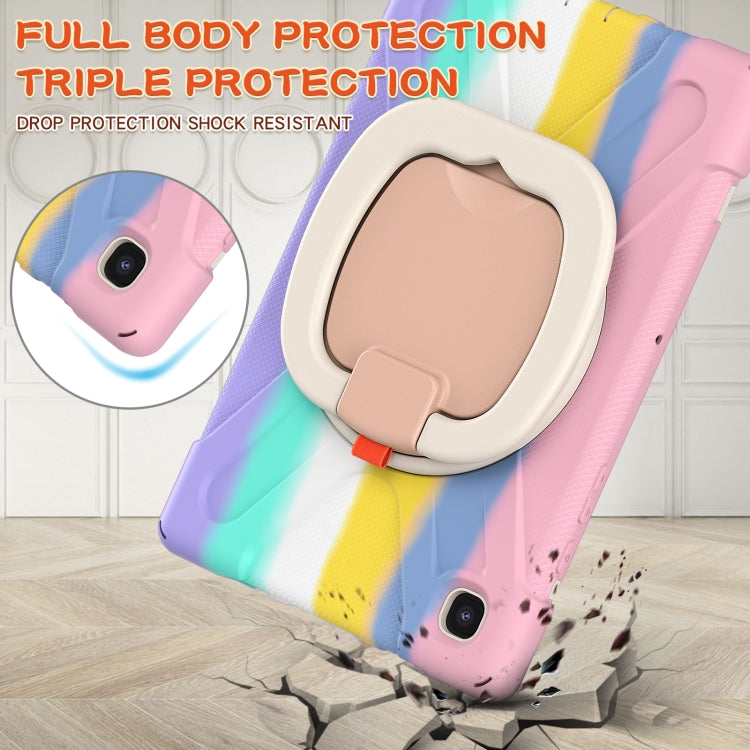 For iPad 9.7 inch (2018/2017) Silicone + PC Protective Case with Holder & Shoulder Strap(Colorful Pink) - iPad Pro 9.7 inch Cases by buy2fix | Online Shopping UK | buy2fix