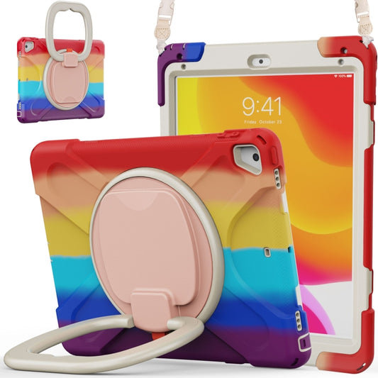 For iPad 9.7 inch (2018/2017) Silicone + PC Protective Case with Holder & Shoulder Strap(Colorful Red) - iPad Pro 9.7 inch Cases by buy2fix | Online Shopping UK | buy2fix