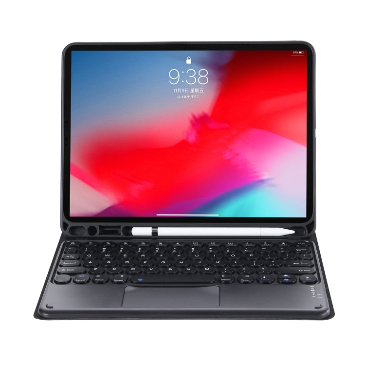 YT11B-A Detachable Candy Color Skin Feel Texture Round Keycap Bluetooth Keyboard Leather Case with Touch Control For iPad Air 4 2020 / Air 5 2022 / Pro 11 inch 2022 / 2021 / 2020 / 2018(Black) - For iPad Pro by buy2fix | Online Shopping UK | buy2fix