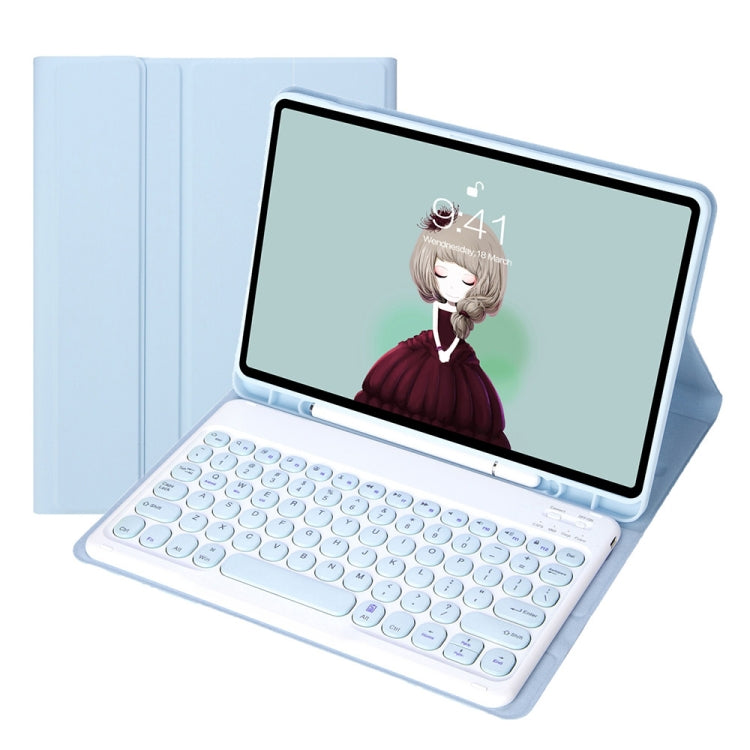YT11B Detachable Candy Color Skin Feel Texture Round Keycap Bluetooth Keyboard Leather Case For iPad Air 4 2020 / Air 5 2022 / Pro 11 inch 2022 / 2021 / 2020 / 2018(White Ice) - For iPad Pro by buy2fix | Online Shopping UK | buy2fix