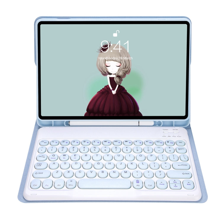 YT11B Detachable Candy Color Skin Feel Texture Round Keycap Bluetooth Keyboard Leather Case For iPad Air 4 2020 / Air 5 2022 / Pro 11 inch 2022 / 2021 / 2020 / 2018(White Ice) - For iPad Pro by buy2fix | Online Shopping UK | buy2fix
