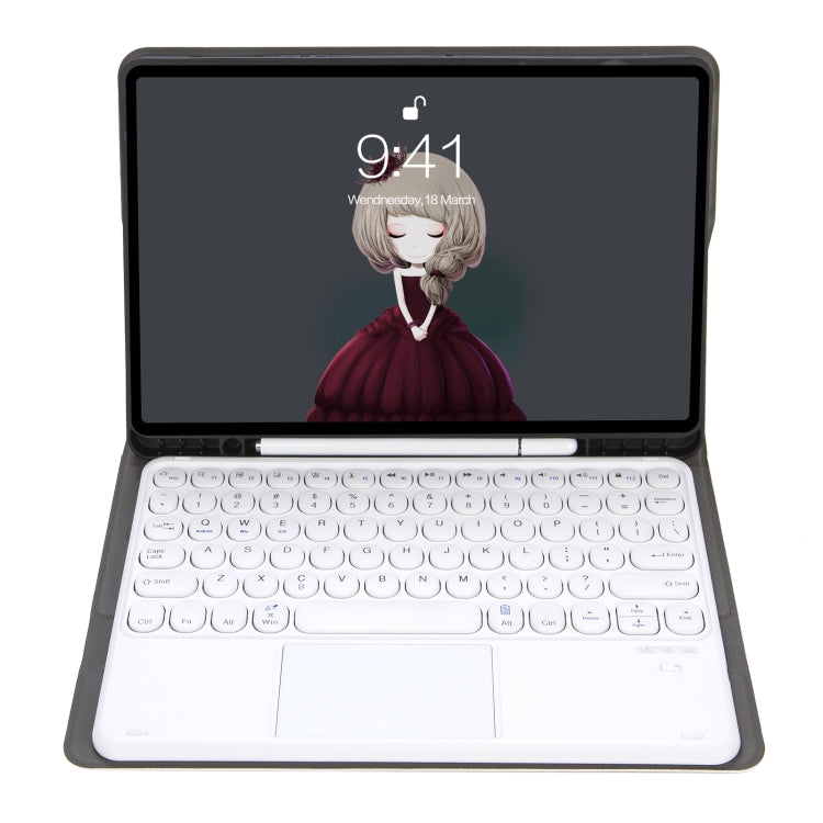 YA098B-A Detachable Lambskin Texture Round Keycap Bluetooth Keyboard Leather Tablet Case with Touch Control & Pen Slot & Stand For iPad Air 5 / 4 10.9 inch 2020 / Pro 11 inch 2020 / 2018(Rose Gold) - Universal by buy2fix | Online Shopping UK | buy2fix