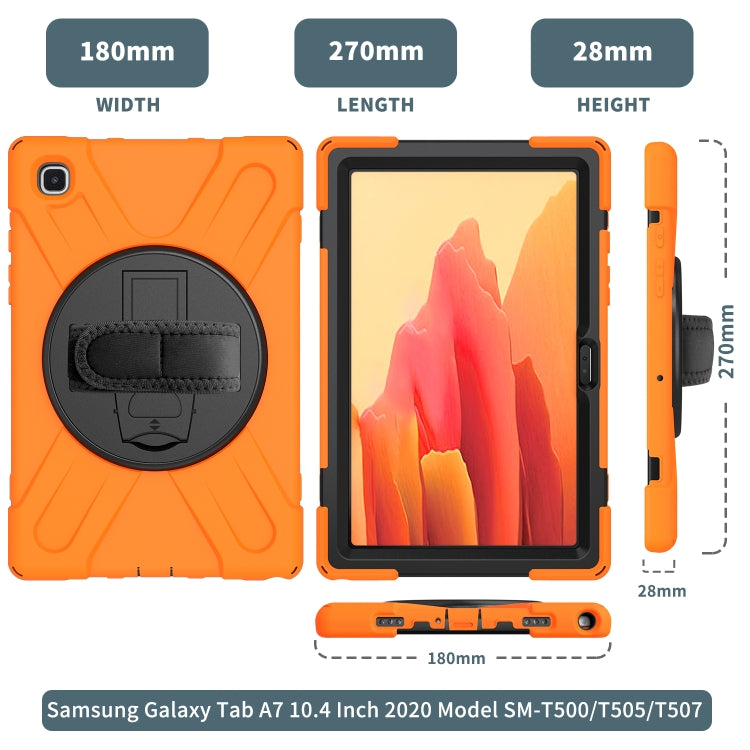 For Samsung Galaxy Tab A7 10.4 2020 T500 / T505 Shockproof Colorful Silicone + PC Protective Case with Holder & Shoulder Strap & Hand Strap(Orange) - Other Galaxy Tab PC by buy2fix | Online Shopping UK | buy2fix