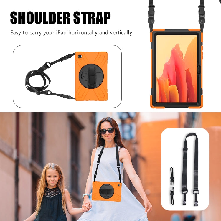 For Samsung Galaxy Tab A7 10.4 2020 T500 / T505 Shockproof Colorful Silicone + PC Protective Case with Holder & Shoulder Strap & Hand Strap(Orange) - Other Galaxy Tab PC by buy2fix | Online Shopping UK | buy2fix