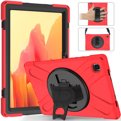 For Samsung Galaxy Tab A7 10.4 2020 T500 / T505 Shockproof Colorful Silicone + PC Protective Case with Holder & Shoulder Strap & Hand Strap(Red) - Other Galaxy Tab PC by buy2fix | Online Shopping UK | buy2fix