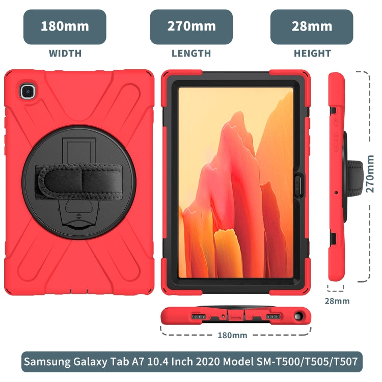 For Samsung Galaxy Tab A7 10.4 2020 T500 / T505 Shockproof Colorful Silicone + PC Protective Case with Holder & Shoulder Strap & Hand Strap(Red) - Other Galaxy Tab PC by buy2fix | Online Shopping UK | buy2fix