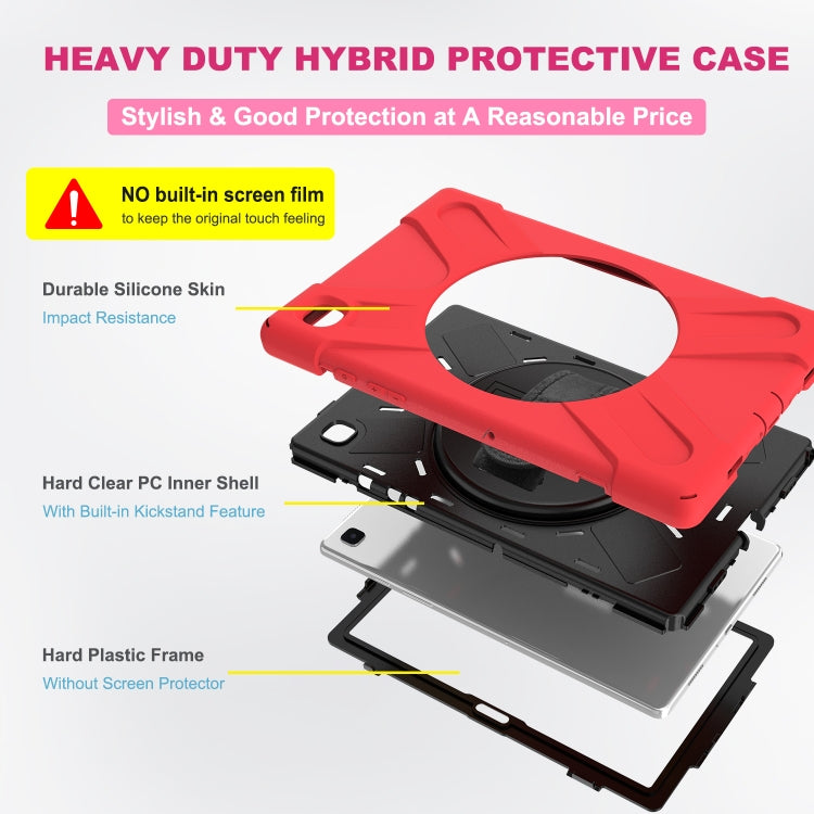 For Samsung Galaxy Tab A7 10.4 2020 T500 / T505 Shockproof Colorful Silicone + PC Protective Case with Holder & Shoulder Strap & Hand Strap(Red) - Other Galaxy Tab PC by buy2fix | Online Shopping UK | buy2fix